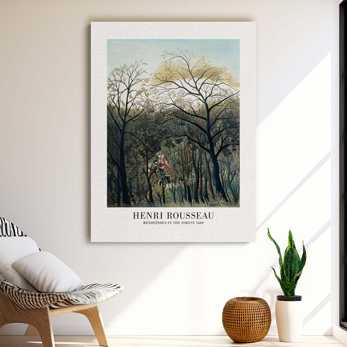 Romantic Forest Rendezvous - Acrylic Illustration by Master Artist Henri Rousseau by Luxuriance Designs, made in USA