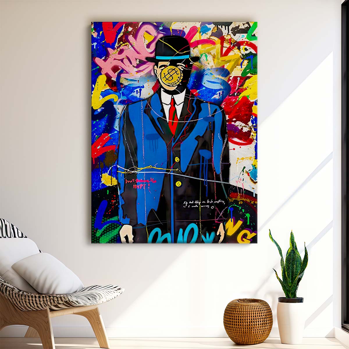 Rene Magritte Son of A Man Graffiti Wall Art by Luxuriance Designs. Made in USA.