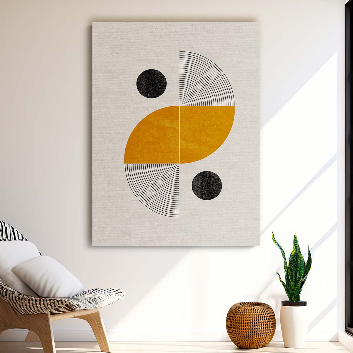 Mid-Century Golden Geometric Illustration Wall Art by MIUUS STUDIO by Luxuriance Designs, made in USA