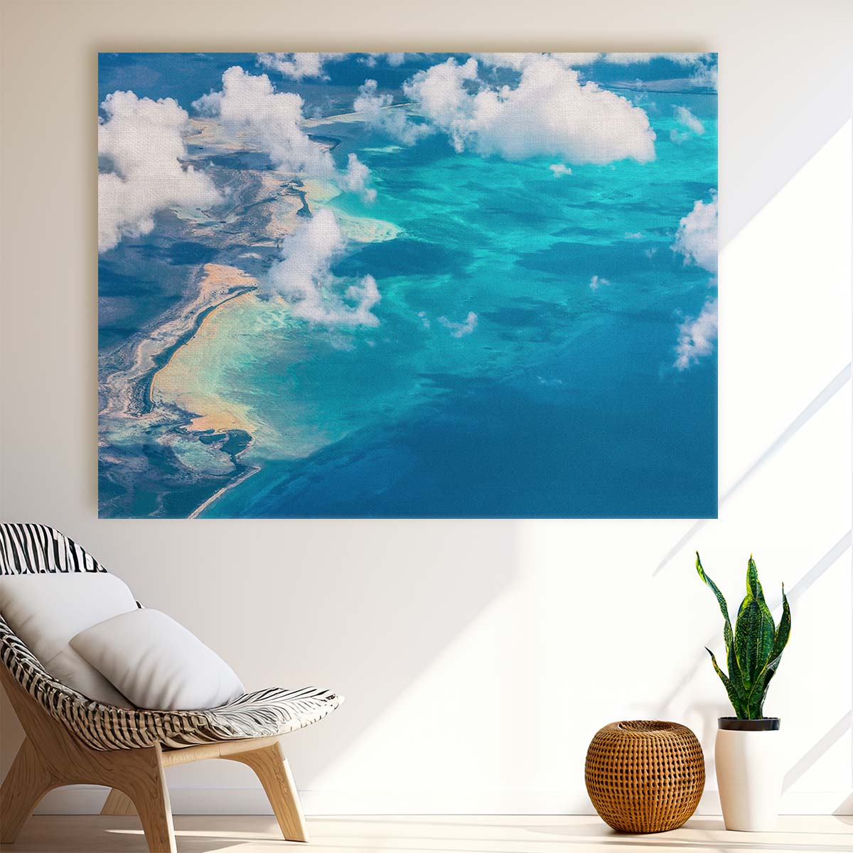 Caribbean Beach & Ocean Aerial View Wall Art by Luxuriance Designs. Made in USA.