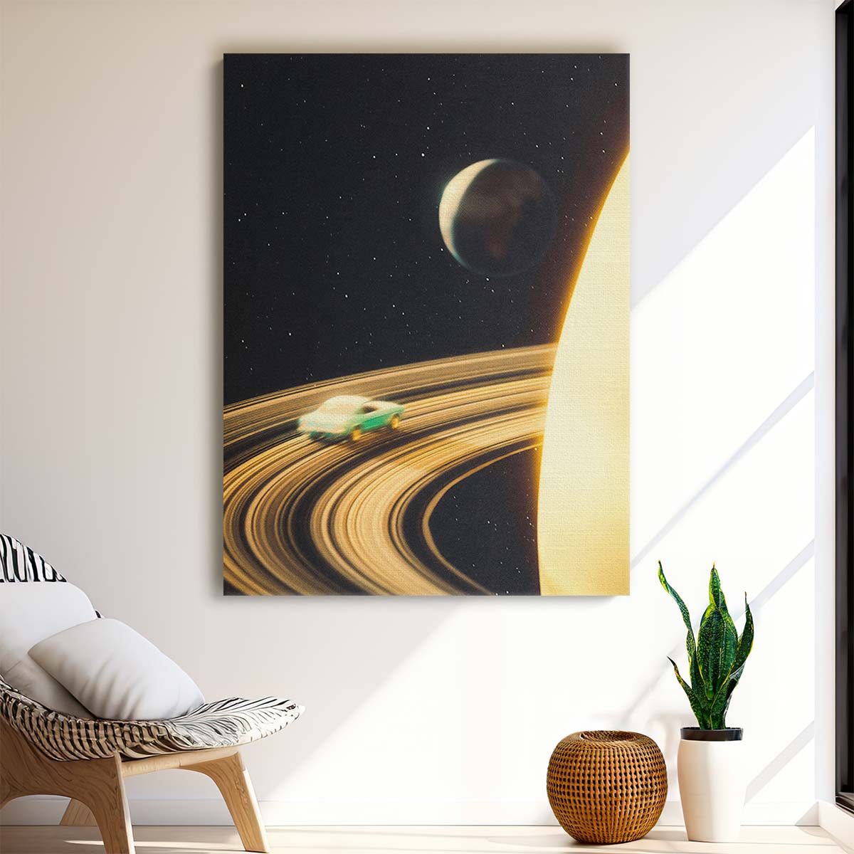 Surreal Saturn Highway Collage - Retro Futuristic Space Travel Art by Luxuriance Designs, made in USA