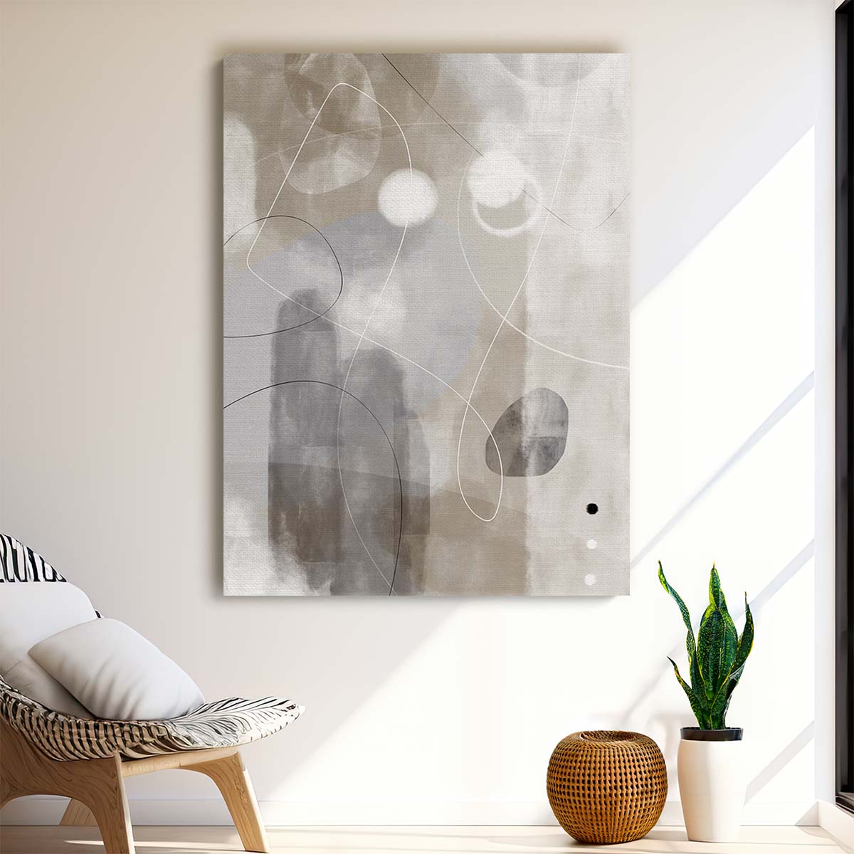 Abstract Geometric Illustration with Painted Lines & Shapes Wall Art by Luxuriance Designs, made in USA