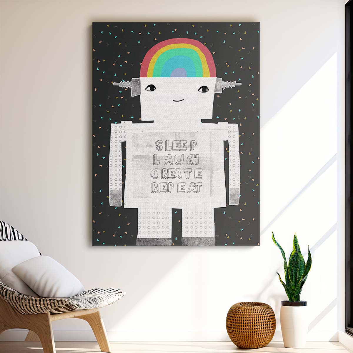 Motivational Robot Rainbow Nursery Art by Treechild by Luxuriance Designs, made in USA