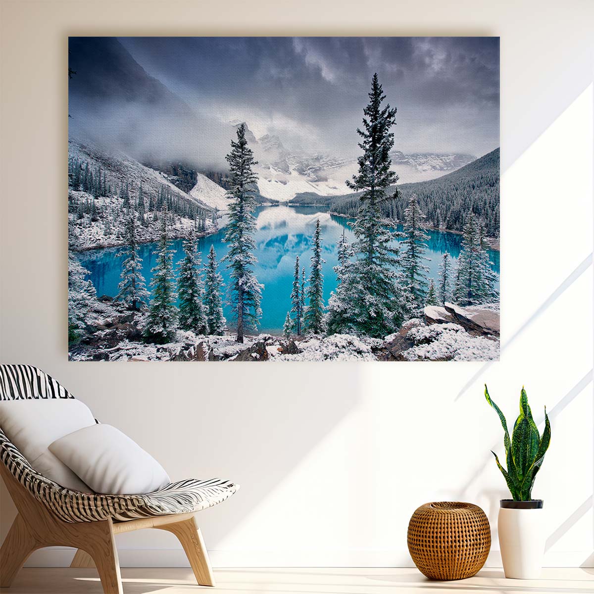 Moraine Lake Winter Wonderland Alpine Forest Photography Wall Art