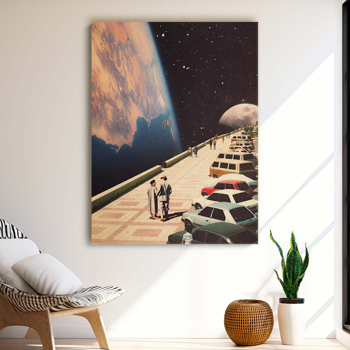 Surreal Space Collage Art - Retro Futuristic Adventure Illustration by Luxuriance Designs, made in USA