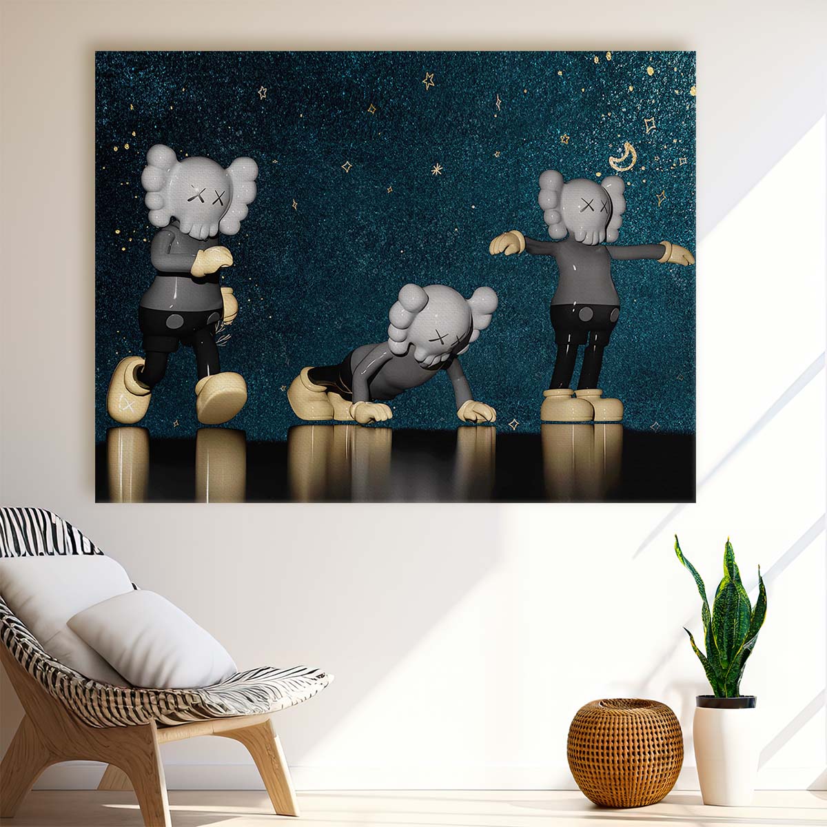 Starry Kaws Wall Art by Luxuriance Designs. Made in USA.