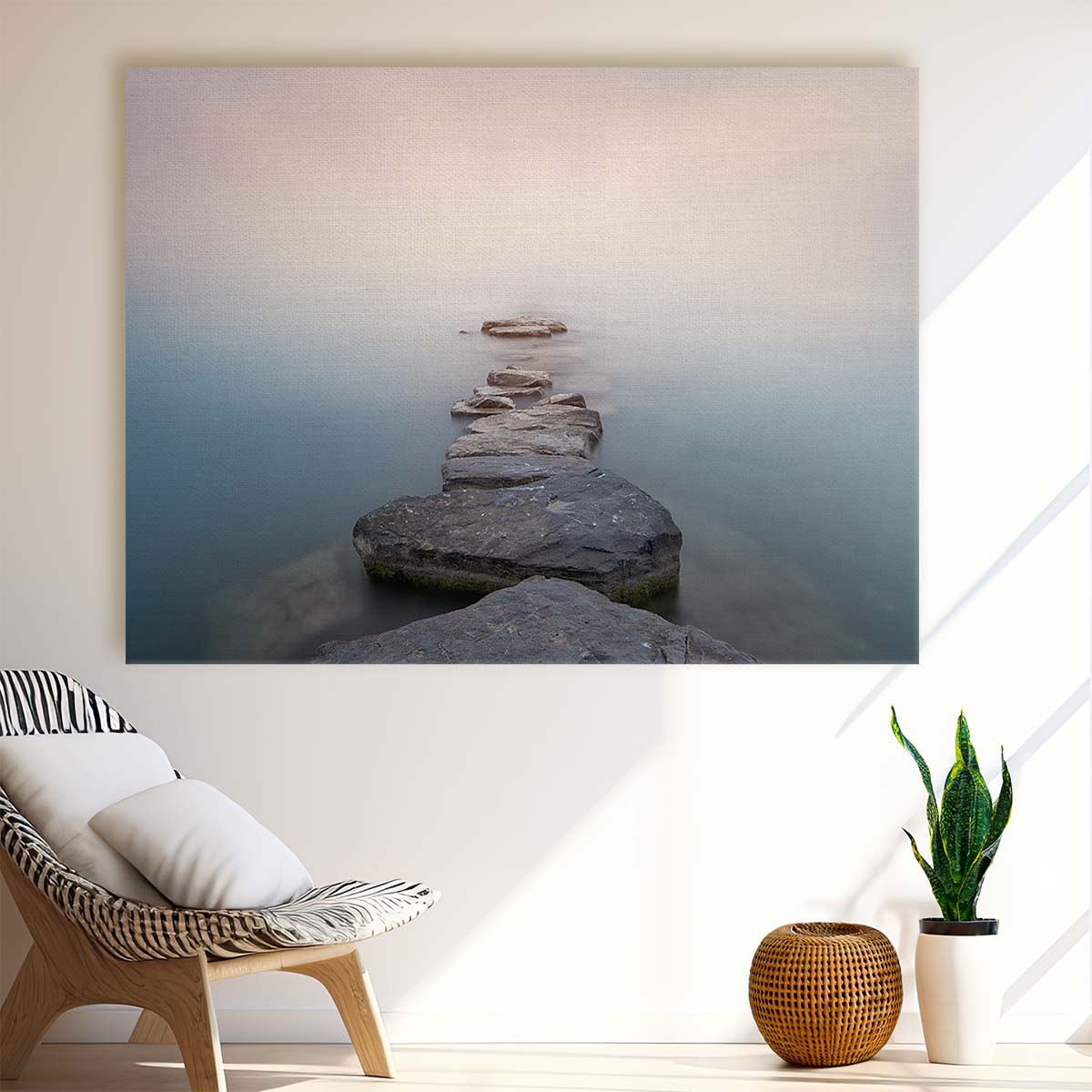 Tranquil Leman Lake Stones Serene Zen Photography Wall Art