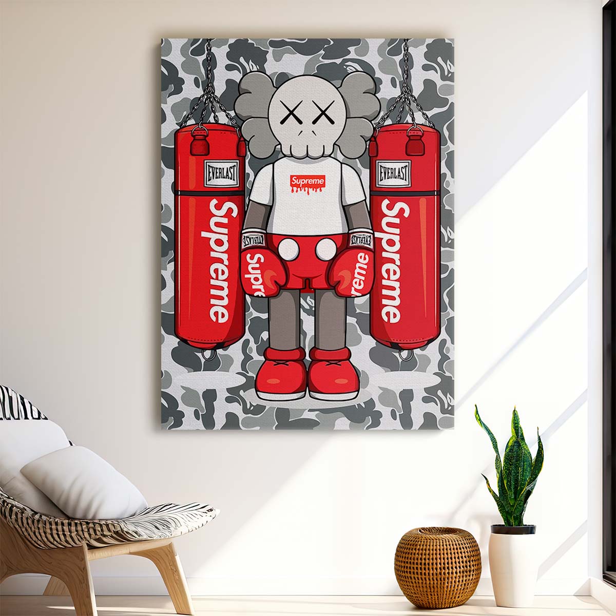 Supreme Kaws Fighter Everlast Wall Art by Luxuriance Designs. Made in USA.