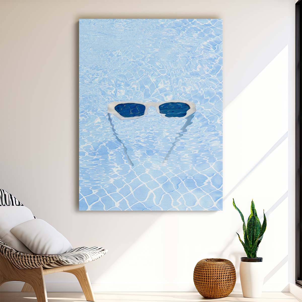 Blue Pool Water, Floating Sunglasses Summer Vacation Photography by Luxuriance Designs, made in USA