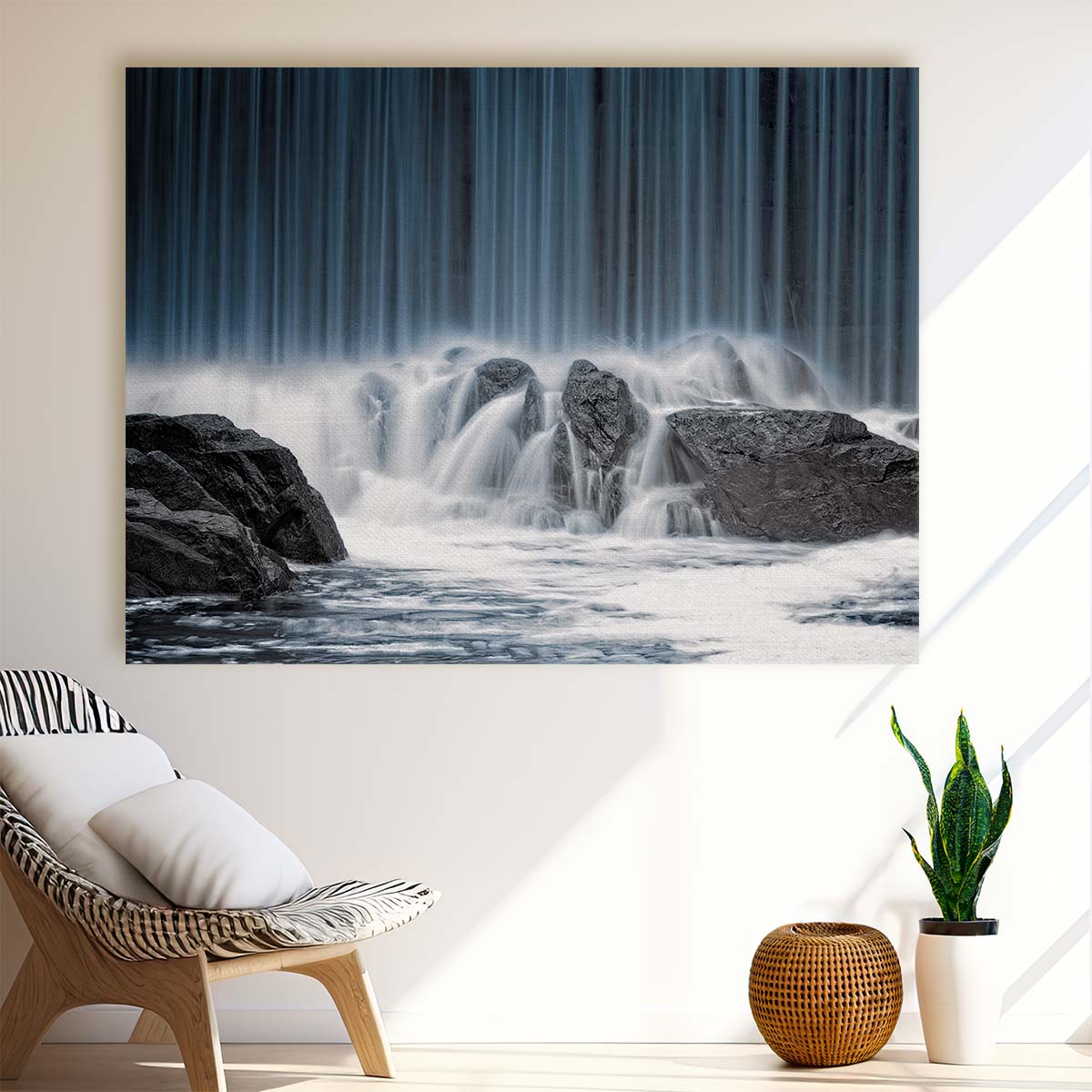 Helsinki Waterfall Stripe Landscape Wall Art by Luxuriance Designs. Made in USA.