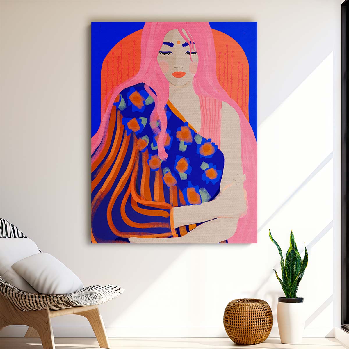 Colorful Yoga Woman Portrait Illustration by Treechild - Figurative Art by Luxuriance Designs, made in USA