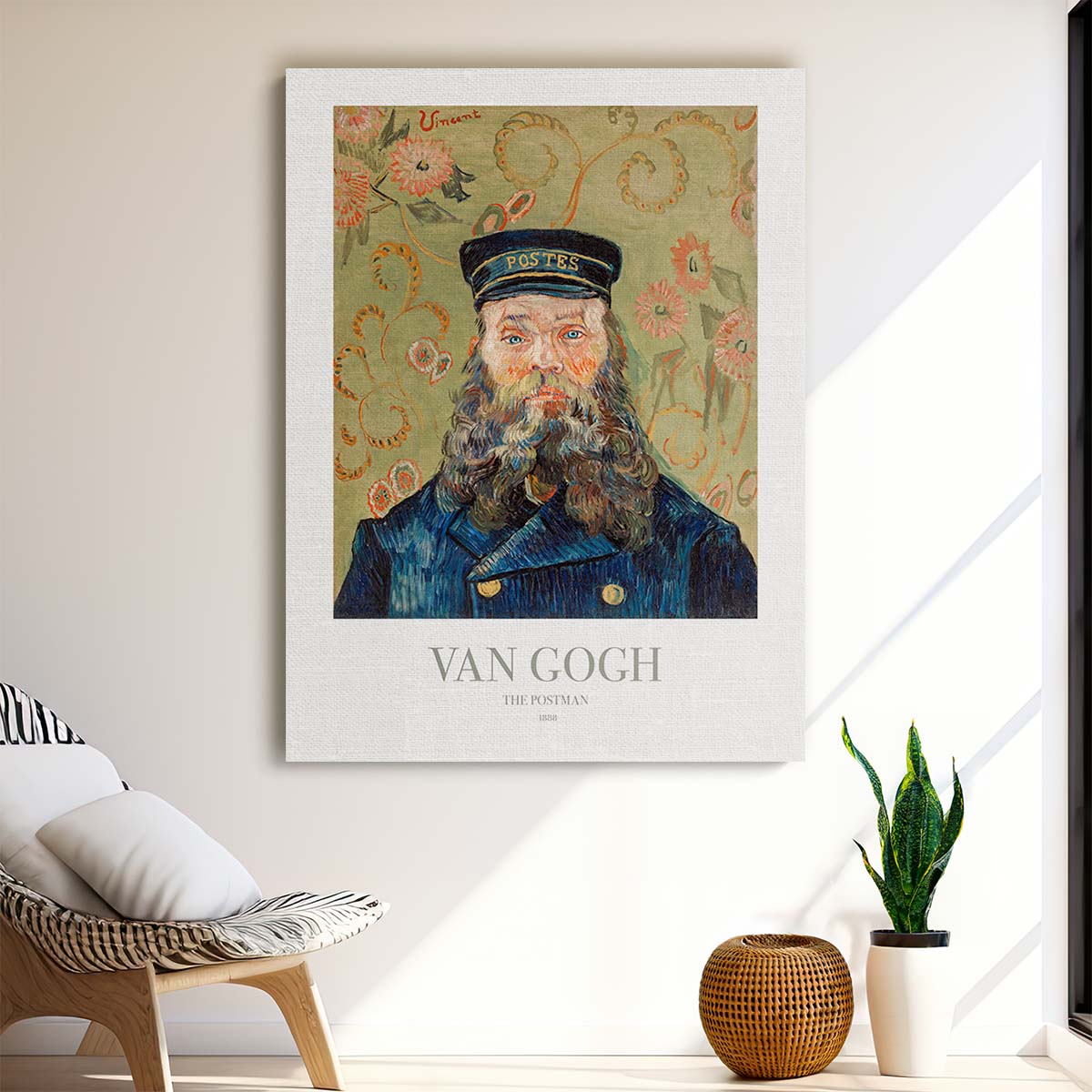 Van Gogh's 'The Postman' Illustrative Acrylic Portrait Painting by Luxuriance Designs, made in USA