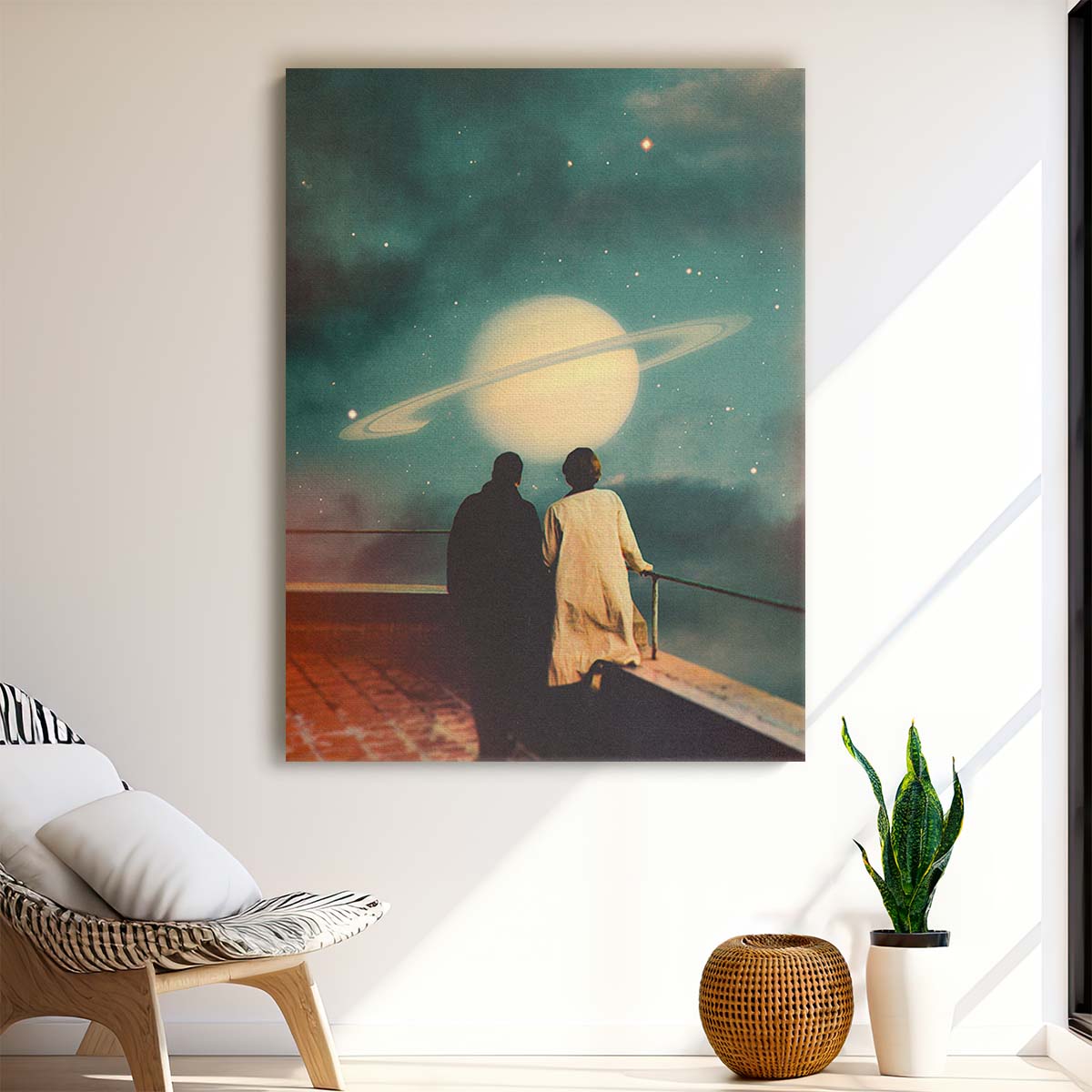 Romantic Retro-Futuristic Space Adventure Collage Wall Art by Taudalpoi by Luxuriance Designs, made in USA