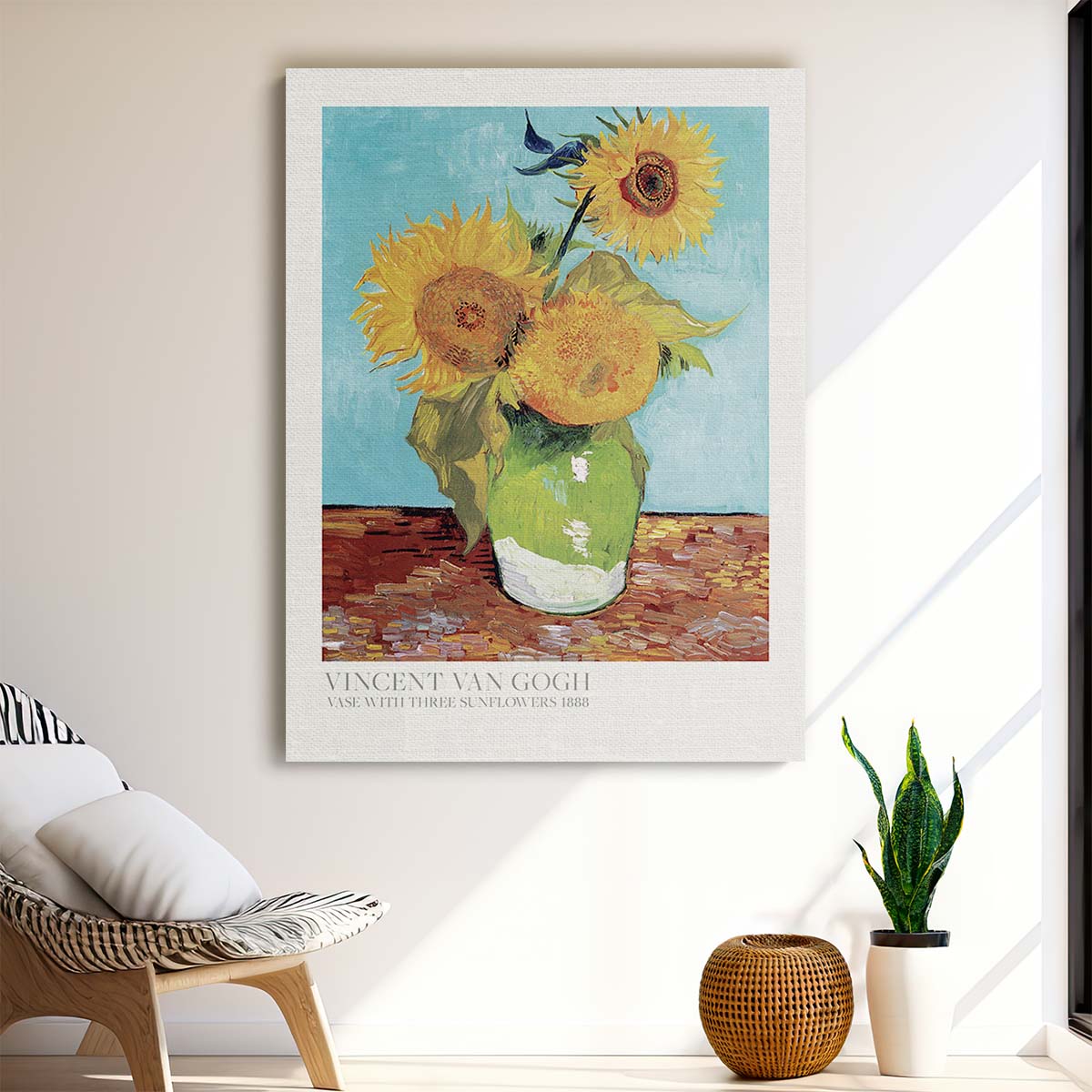 Van Gogh's Colorful Sunflowers in Vase, Botanical Oil Painting Poster by Luxuriance Designs, made in USA