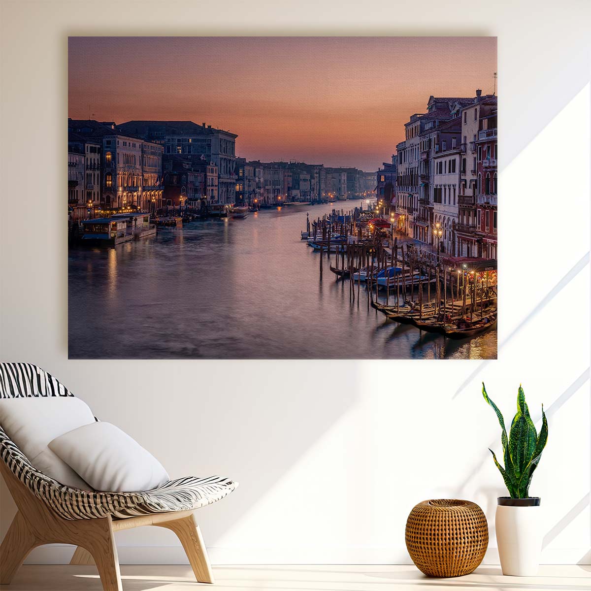 Venice Canal Sunset Romance Gondola Wall Art by Luxuriance Designs. Made in USA.