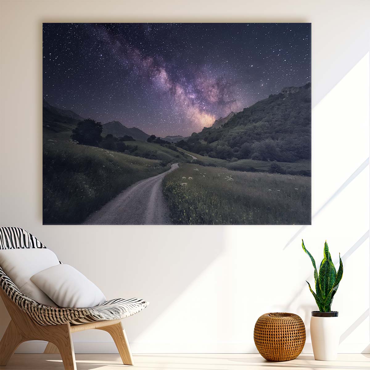 Starry Night Sky Over Asturias Mountains Wall Art by Luxuriance Designs. Made in USA.