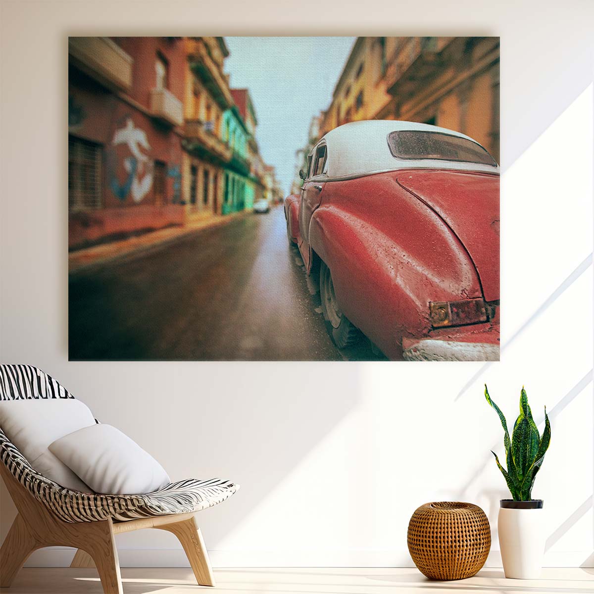 Vintage Havana Classic Car Street Scene Wall Art by Luxuriance Designs. Made in USA.