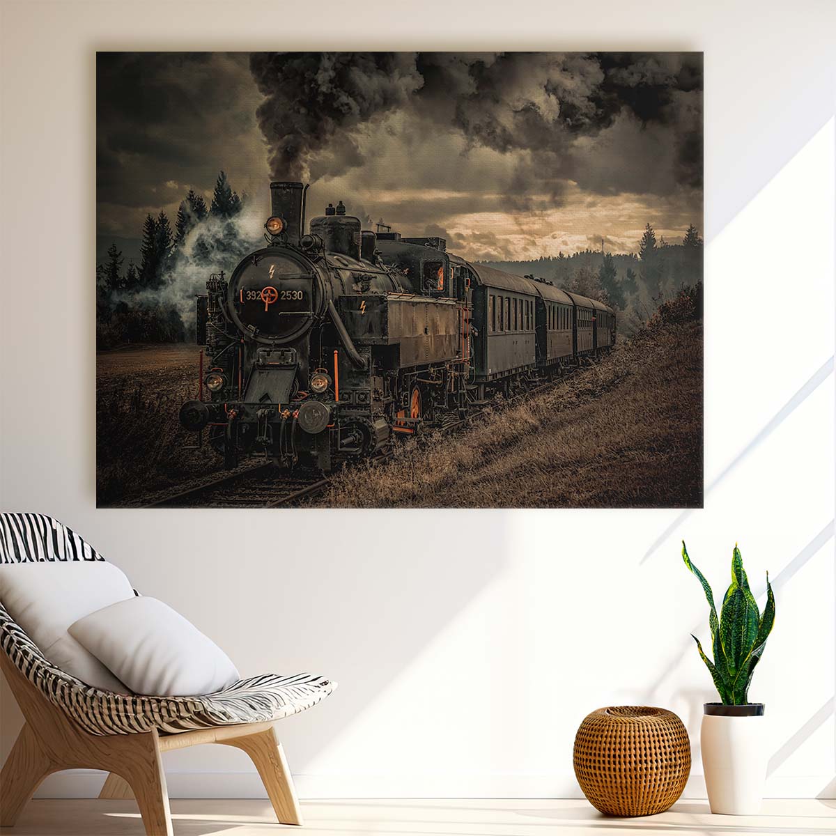 Vintage Steam Train Engine Action Photography Wall Art
