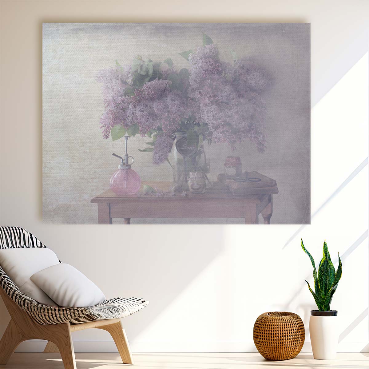 Romantic Vintage Lilac Floral Still Life Wall Art by Luxuriance Designs. Made in USA.