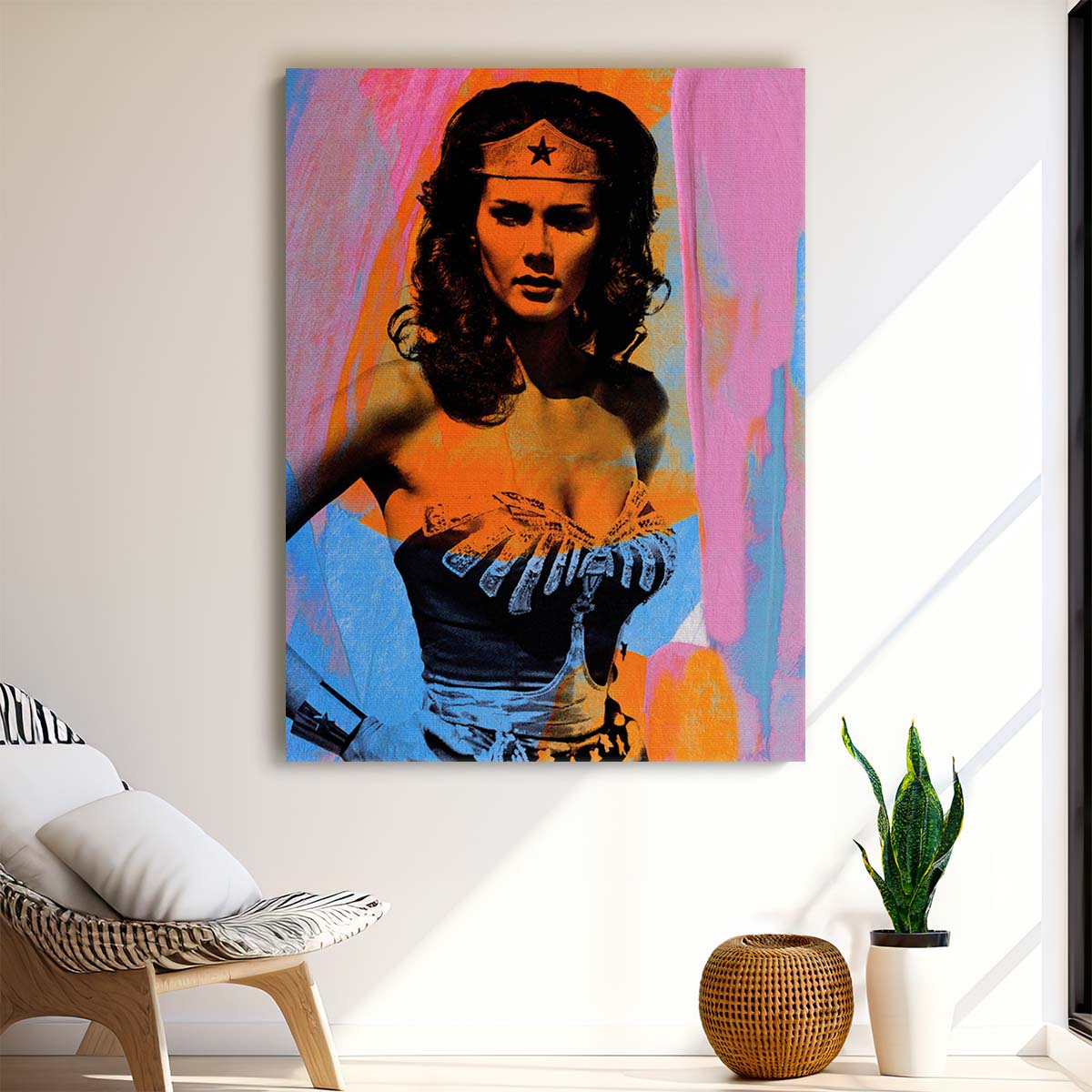 Vintage Wonder Woman Bright Colors Wall Art by Luxuriance Designs. Made in USA.