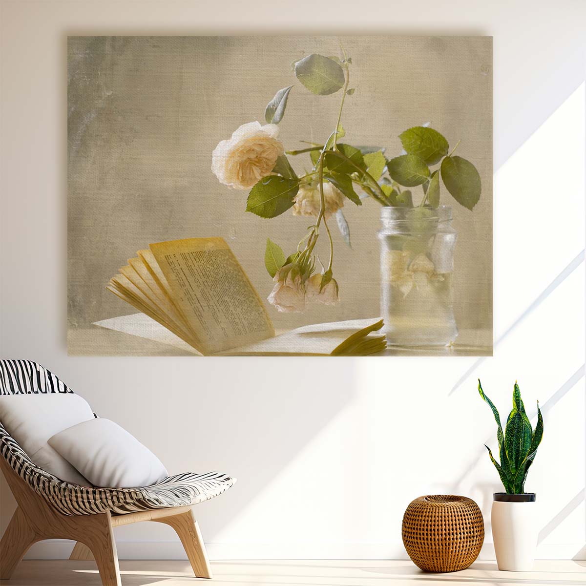 Vintage Floral & Book Still Life Wall Art by Luxuriance Designs. Made in USA.