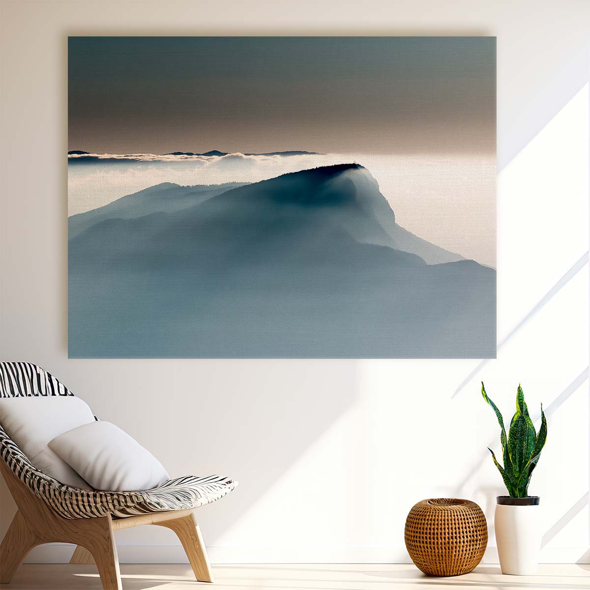 Serene Alpine Cloudscape Chartreuse Mountains Wall Art by Luxuriance Designs. Made in USA.