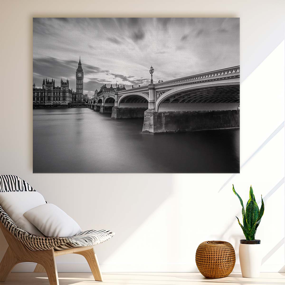 Iconic London Skyline & Big Ben Monochrome Wall Art by Luxuriance Designs. Made in USA.