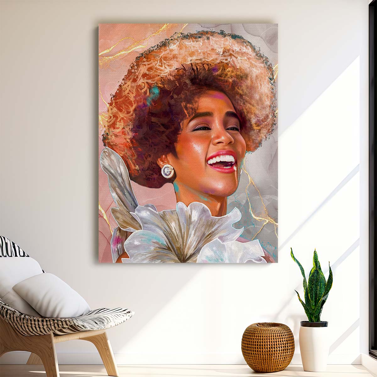 Whitney Houston Portrait Wall Art by Luxuriance Designs. Made in USA.