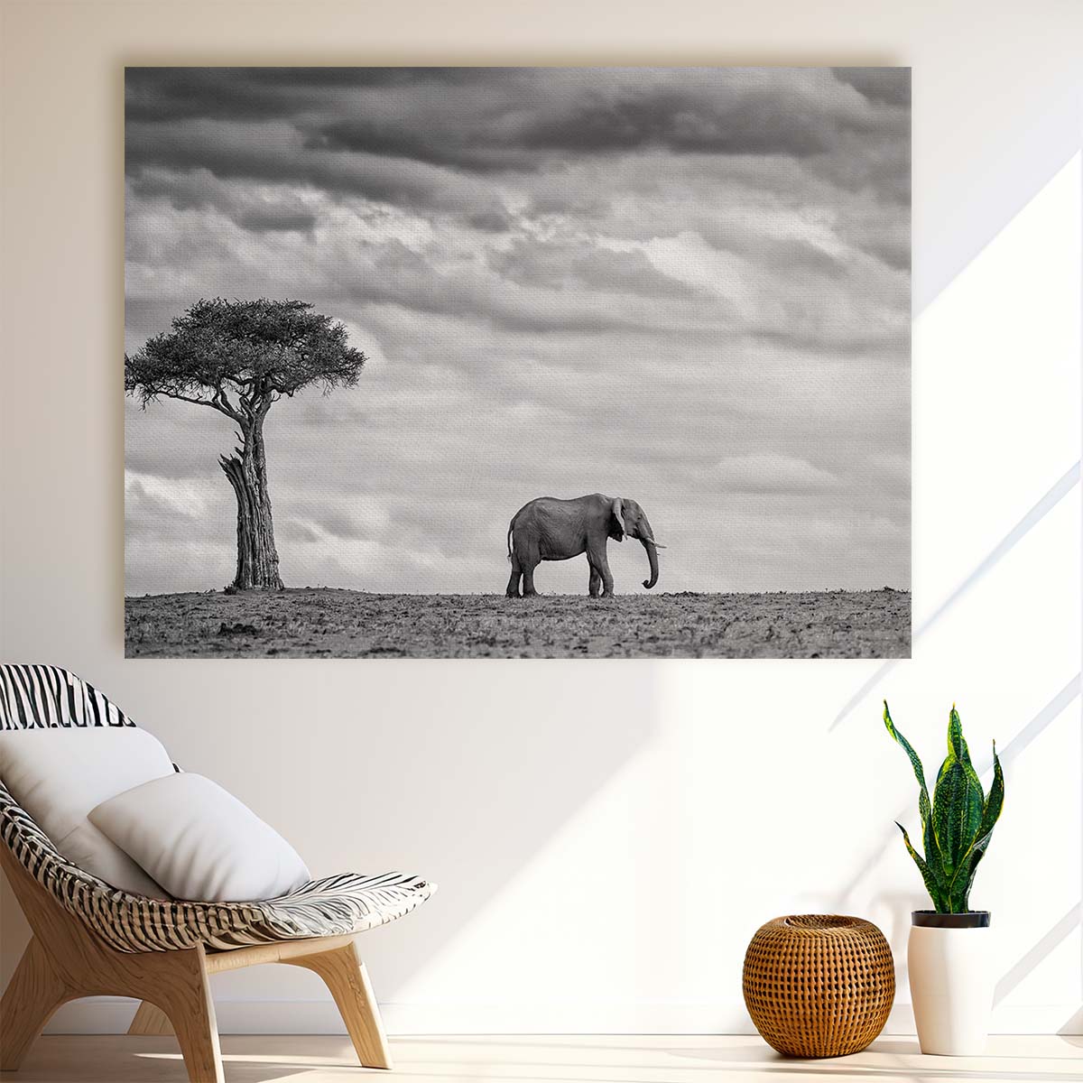 Majestic Solitary Elephant in Masai Mara Wall Art by Luxuriance Designs. Made in USA.