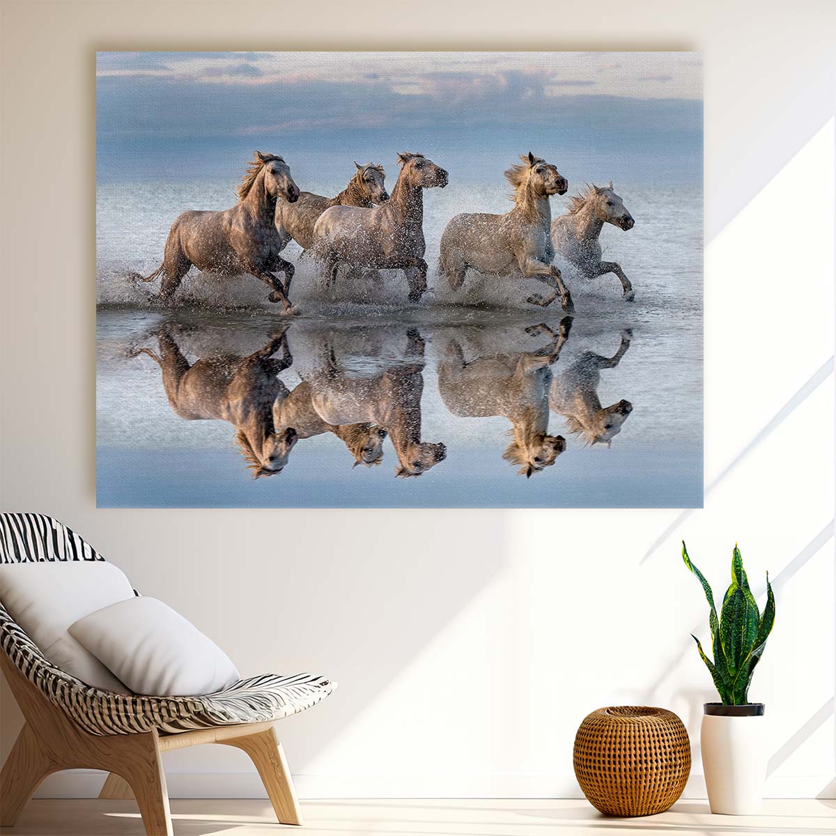 Camargue Wild Horses in Motion Wall Art by Luxuriance Designs. Made in USA.