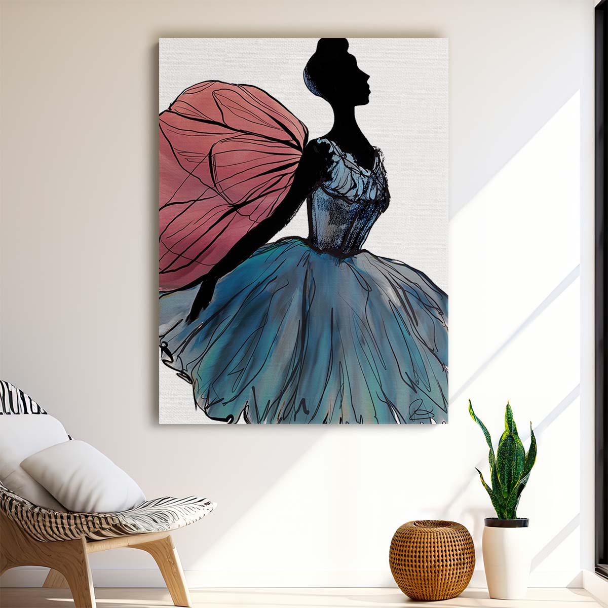 Bright, Illustration of Winged Ballerina Dancer by Ruth Day by Luxuriance Designs, made in USA