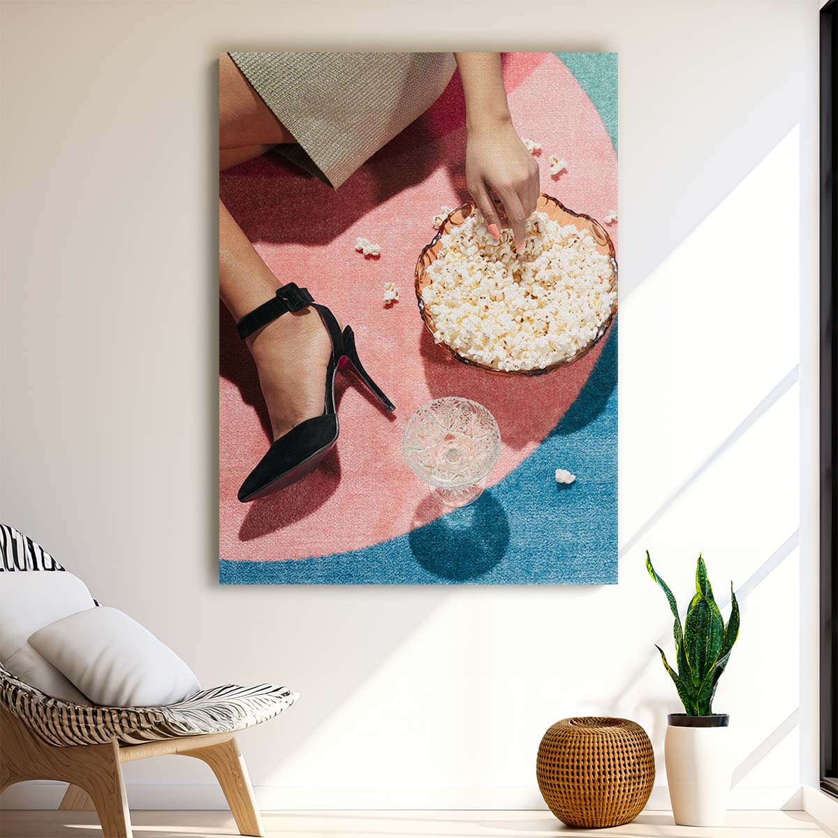 Vintage Pastel High Heels & Popcorn Fashion Photography Portrait by Luxuriance Designs, made in USA