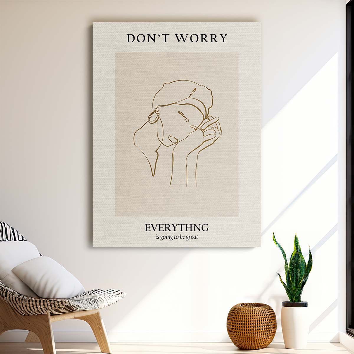 NKTN's Minimalist Line Art Woman Portrait with Motivational Quote by Luxuriance Designs, made in USA