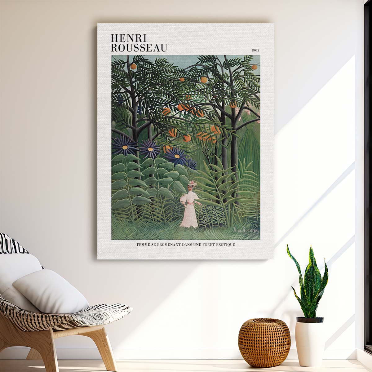 Rousseau's Acrylic Painting, Woman in Forest, Figurative Art Poster by Luxuriance Designs, made in USA