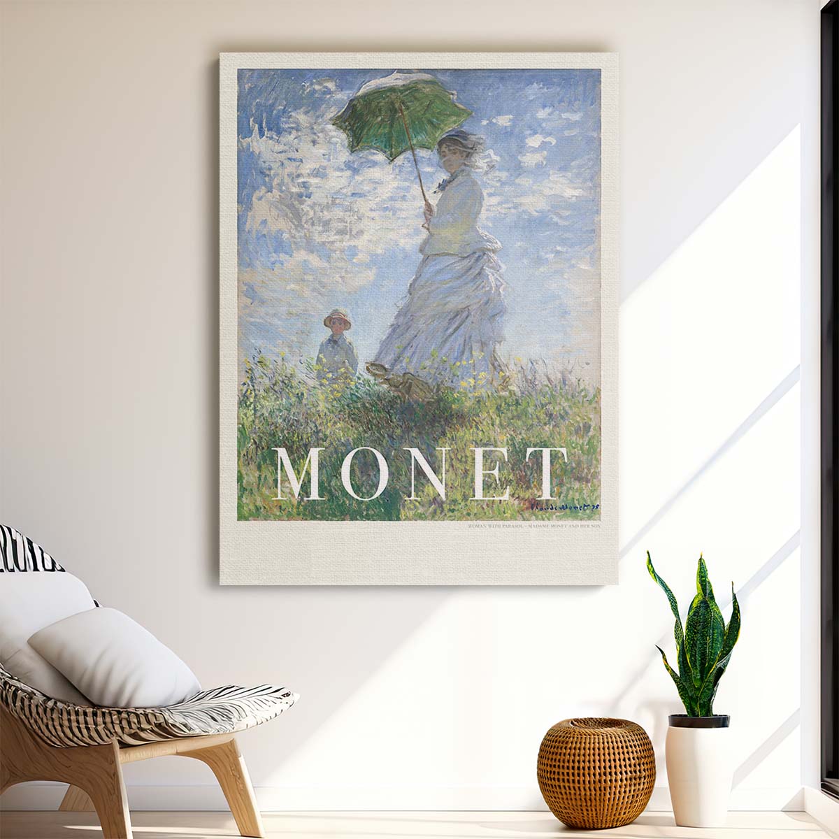 Claude Monet's Woman With Parasol, Illustrated Art Poster by Luxuriance Designs, made in USA