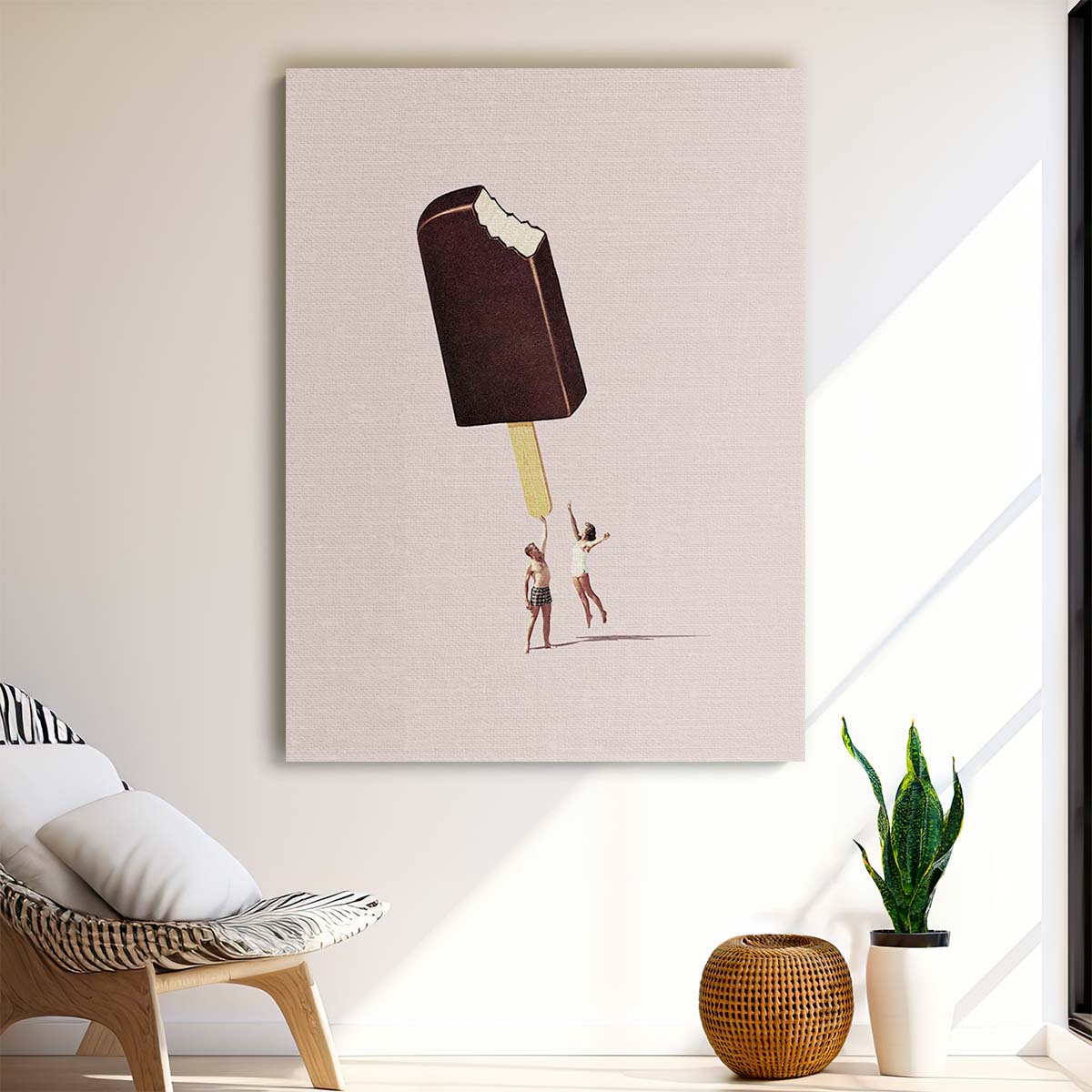 Mid-Century Ice Cream Duo Joyful Illustration Wall Art by Luxuriance Designs, made in USA