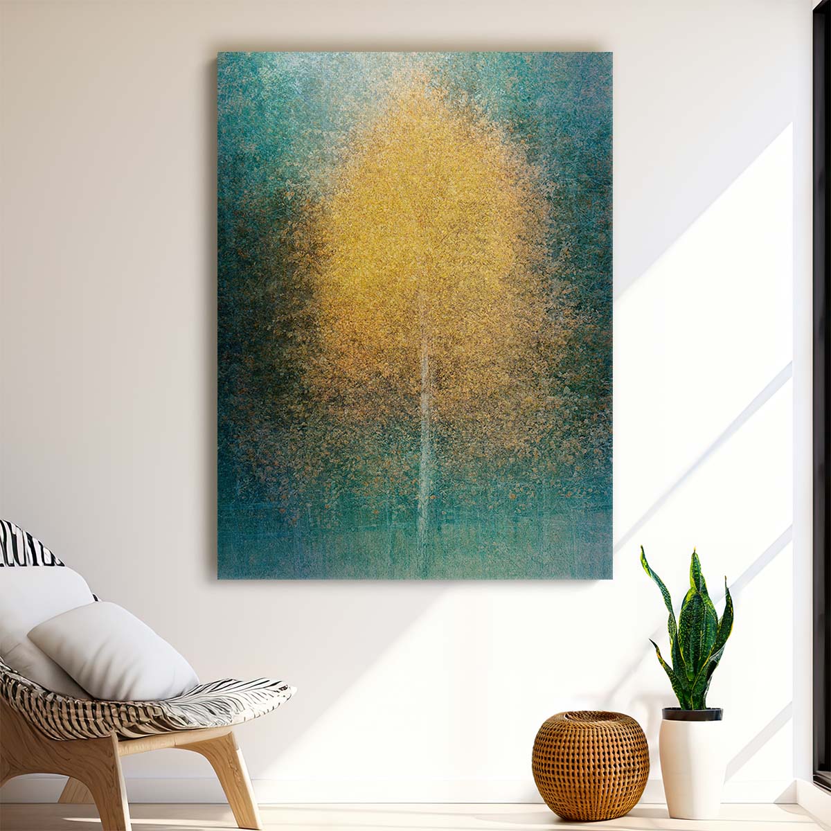 Autumn Forest Landscape Photography - Lonely Yellow Tree in Sweden by Luxuriance Designs, made in USA
