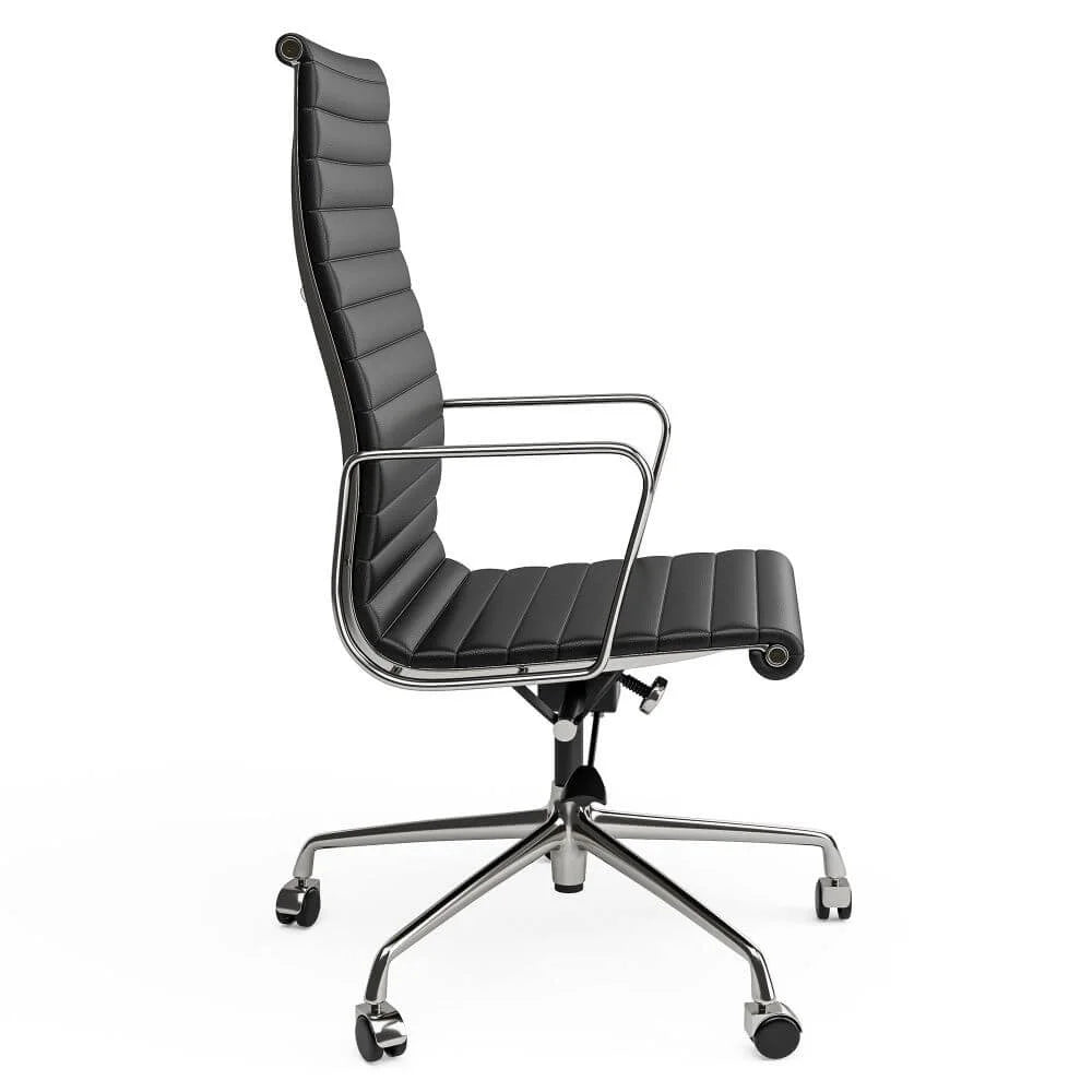 Luxuriance Designs - Eames Aluminum Group Chair - Black Color and High Backrest Side View - Review