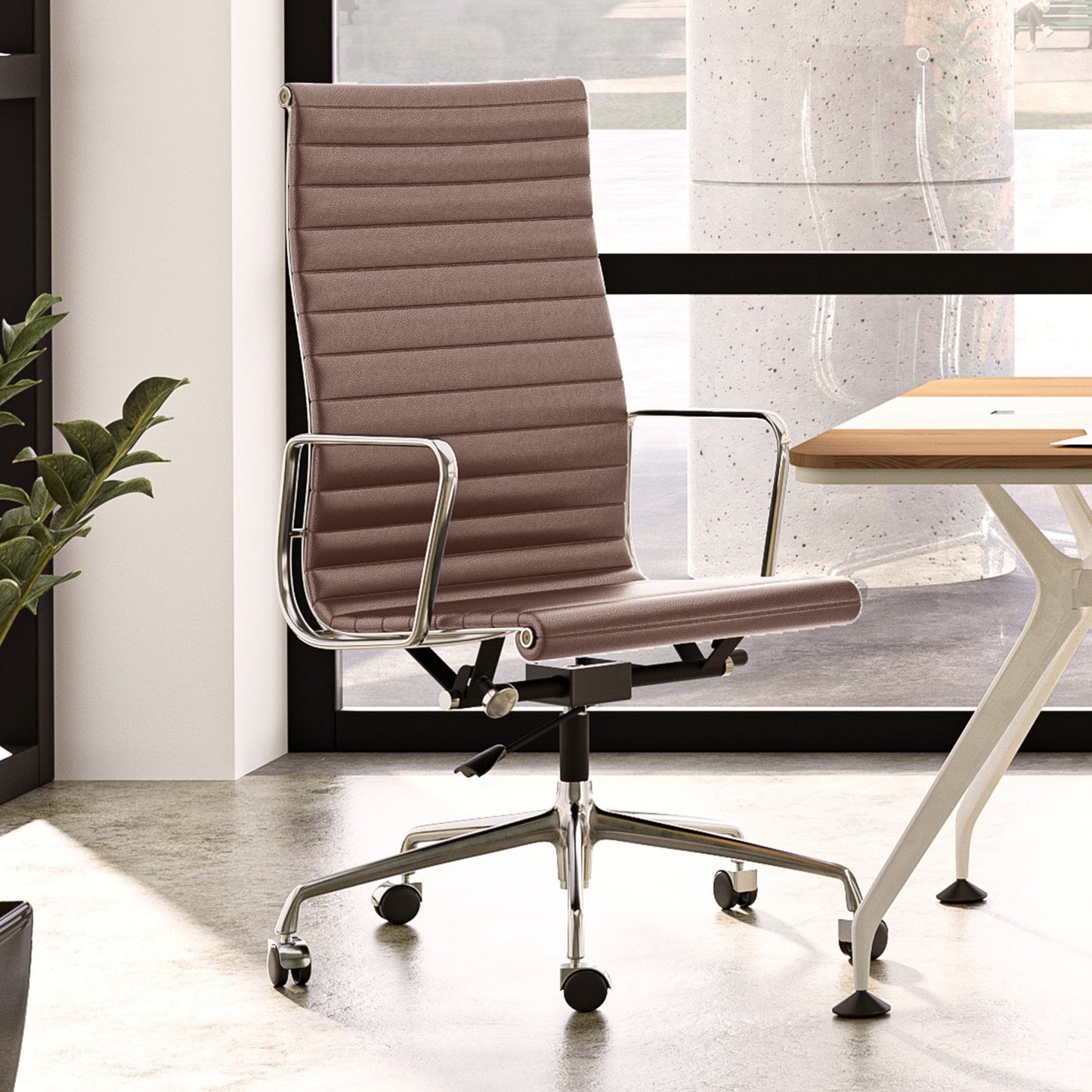 Luxuriance Designs - Eames Aluminum Group Chair - Brown Color and High Back - Review