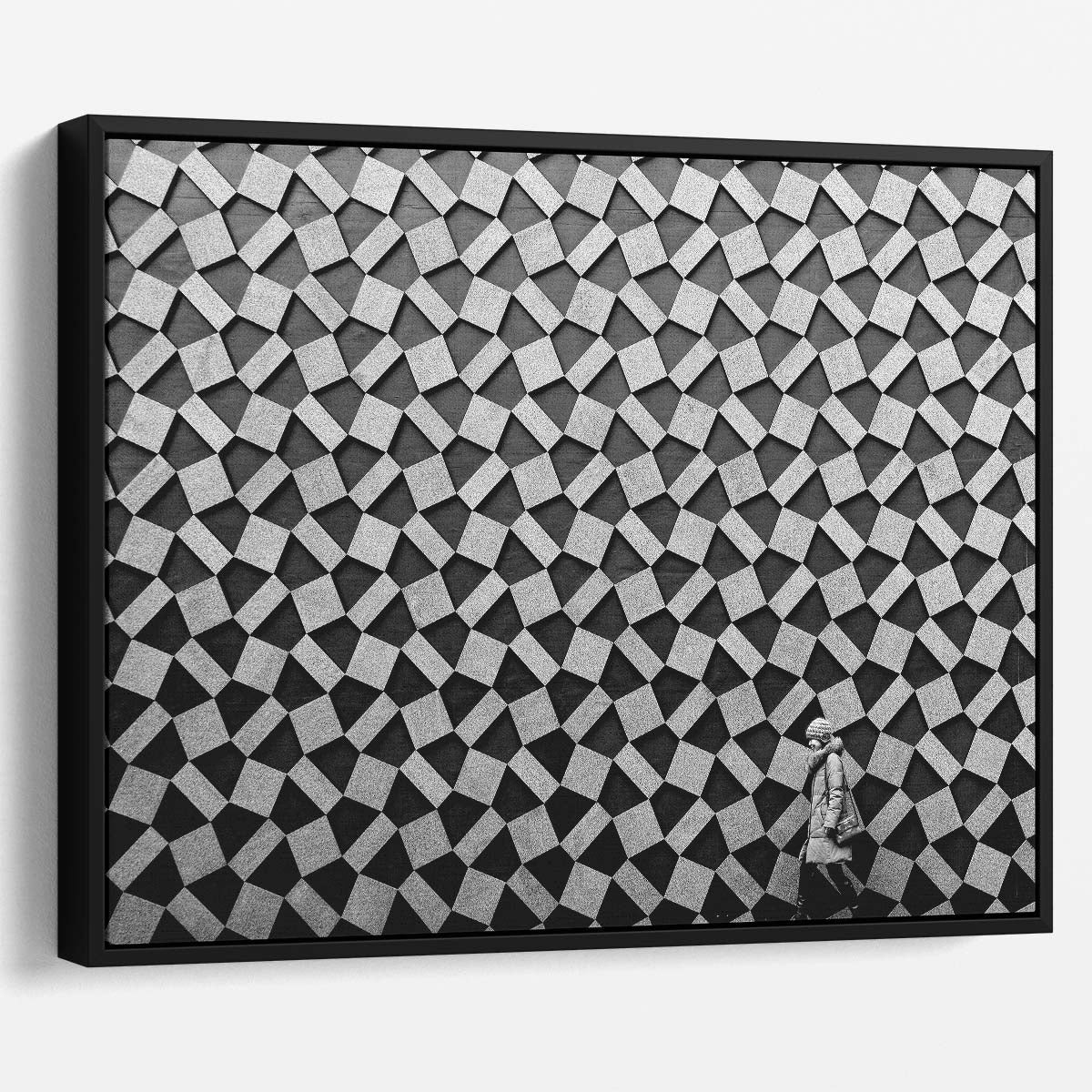 Monochrome Urban Geometry Japanese Street Wall Art by Luxuriance Designs. Made in USA.