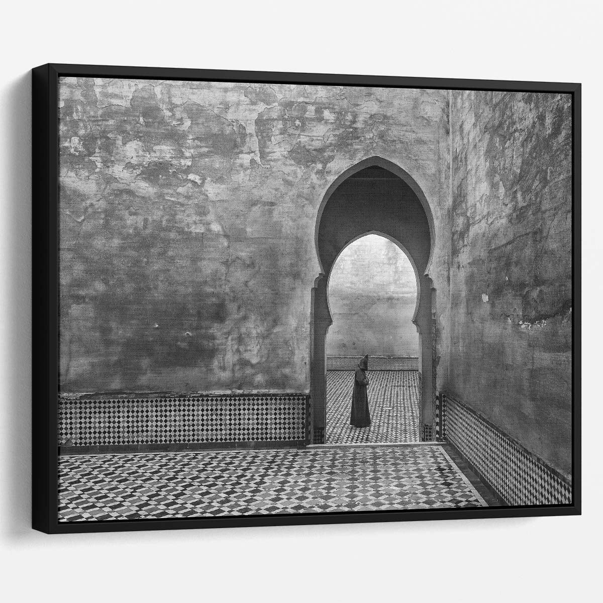 Moroccan Historic Arches & Tiles Monochrome Wall Art by Luxuriance Designs. Made in USA.