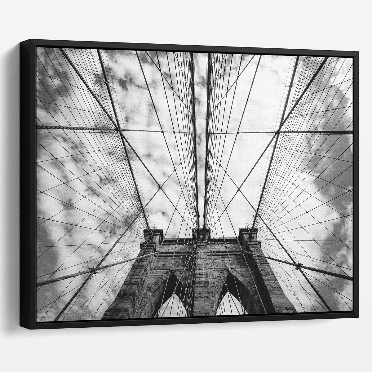 Iconic Brooklyn Bridge NYC Monochrome Architecture Wall Art by Luxuriance Designs. Made in USA.