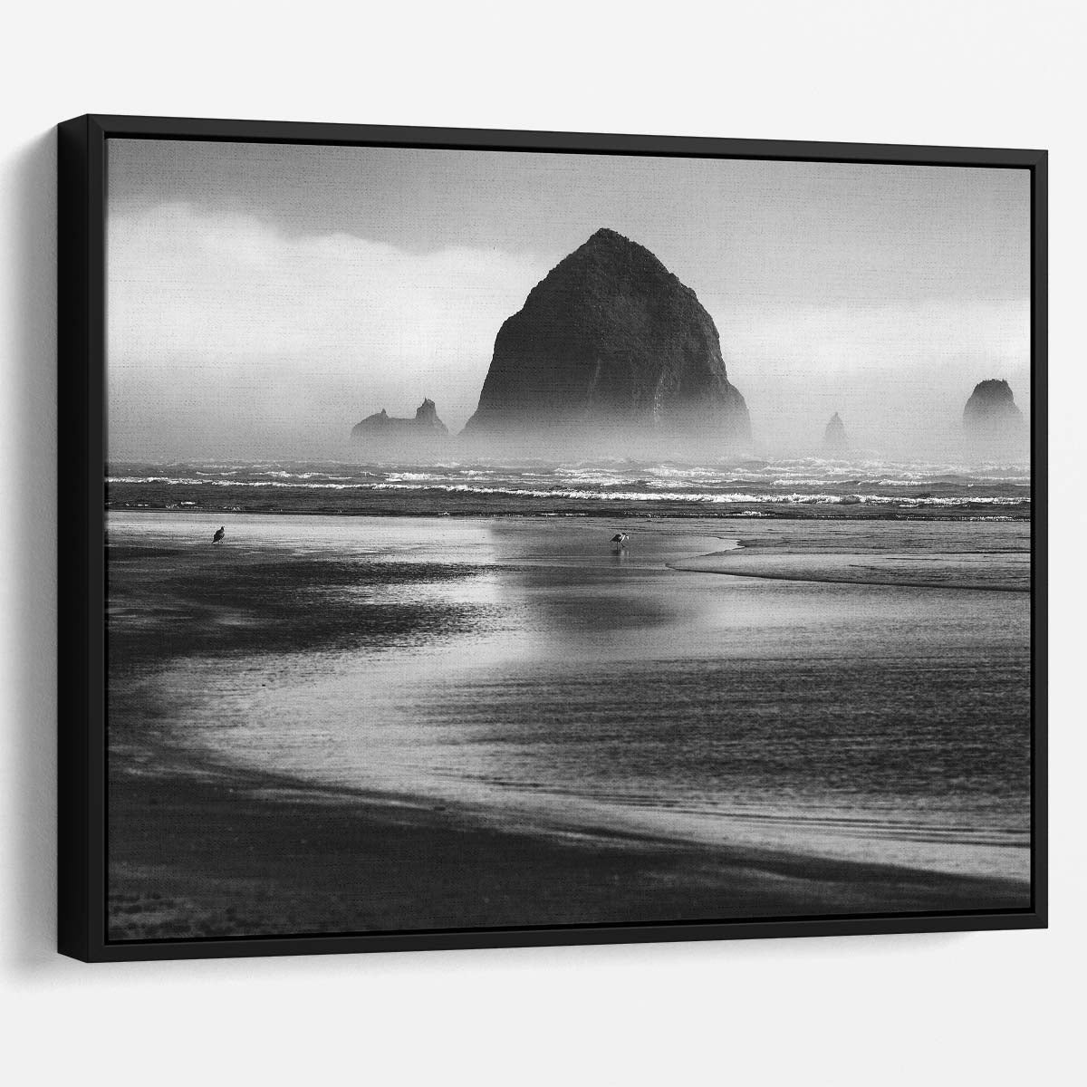 Cannon Beach Oregon Monochrome Seascape Wall Art by Luxuriance Designs. Made in USA.