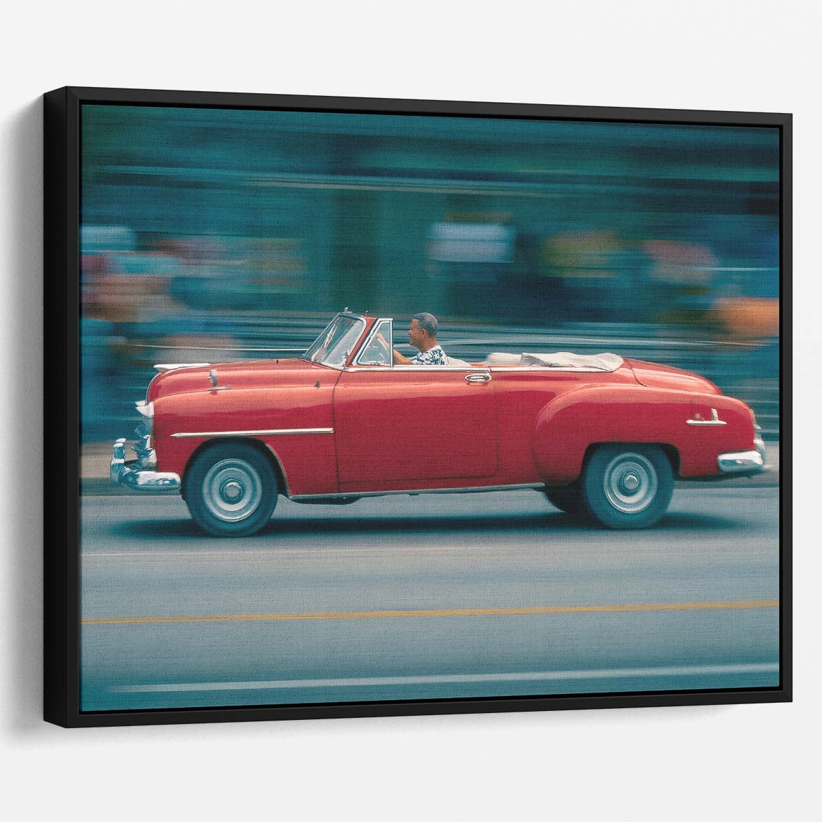 Classic Havana Car in Motion Blur Street Wall Art by Luxuriance Designs. Made in USA.