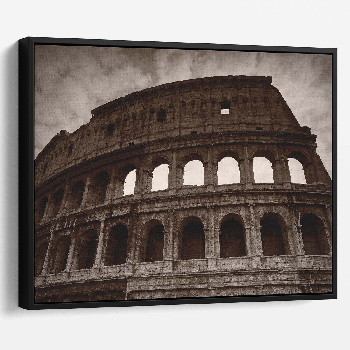 Iconic Colosseum Rome Ruins Monochrome Wall Art by Luxuriance Designs. Made in USA.