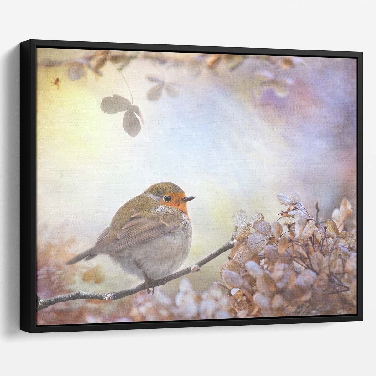 Enchanted Robin & Hydrangea Winter Dream Wall Art by Luxuriance Designs. Made in USA.