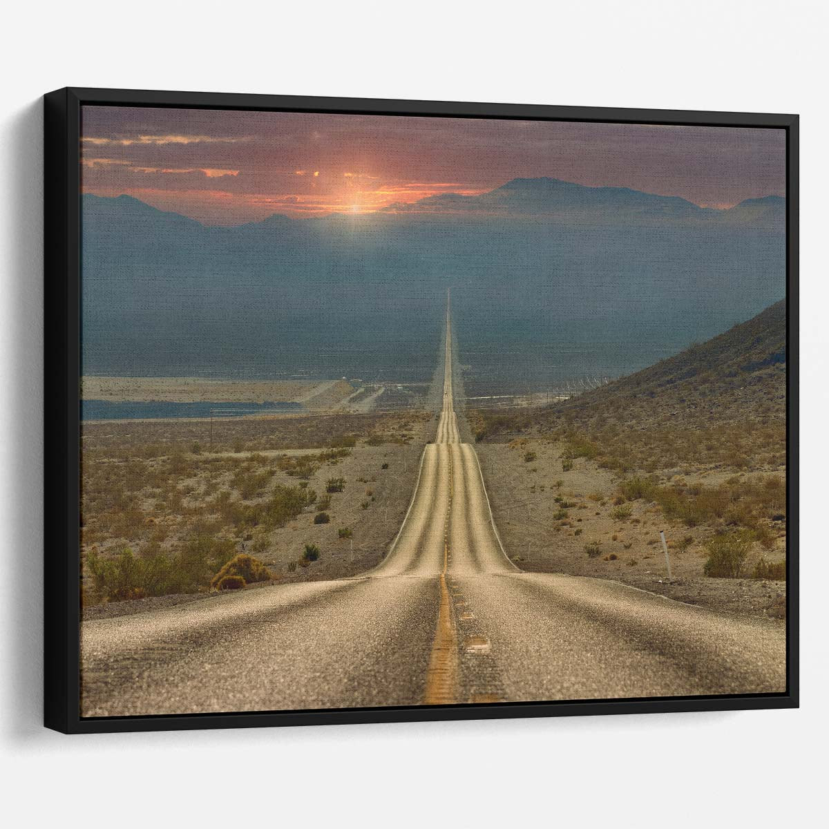 Sunset Drive in Mojave Desert Landscape Wall Art by Luxuriance Designs. Made in USA.