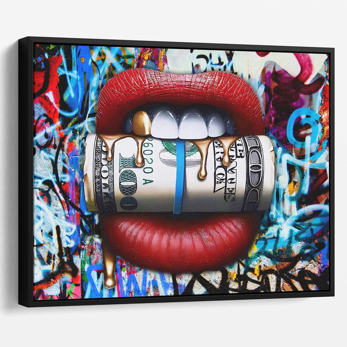 Dollars On My Lips Graffiti Wall Art by Luxuriance Designs. Made in USA.