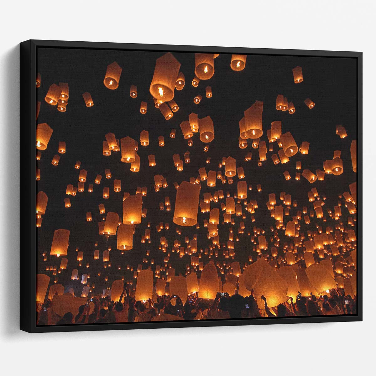 Golden Floating Lanterns Festival Night Wall Art by Luxuriance Designs. Made in USA.