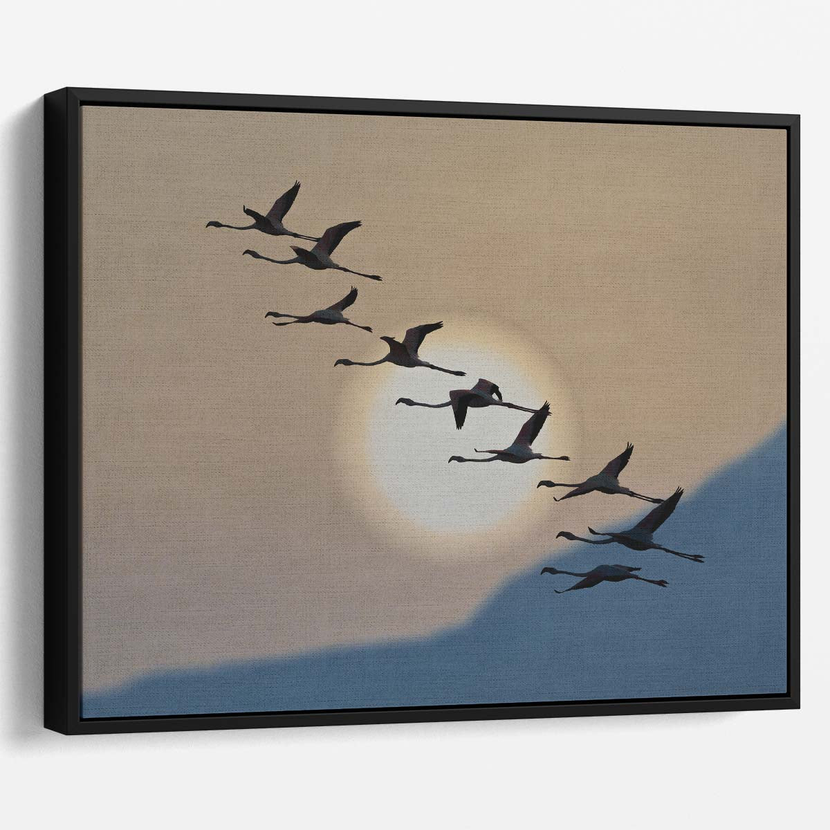 Sunrise Flamingo Flight Nature & Wildlife Wall Art by Luxuriance Designs. Made in USA.